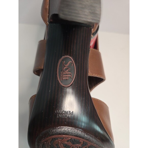 Sofft Brown Leather Peep Toe & Sides high heels w/zip up back Cognac Sz 8.5 M - Picture 12 of 12
